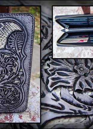 Жіночий гаманець зі шкіри змії, екзотична шкіра, гаманець на блискавці10 фото