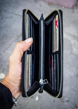 Чоловічий гаманець, гаманець на блискавці, гаманець стафф, шкіряний гаманець,гаманець чорний5 фото
