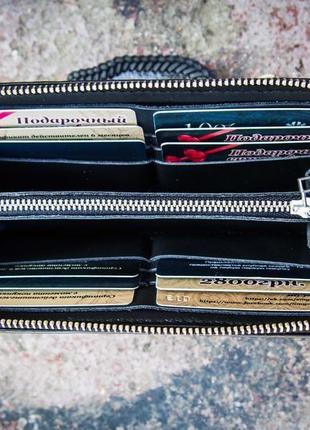 Чоловічий гаманець, гаманець на блискавці, гаманець стафф, шкіряний гаманець,гаманець чорний3 фото