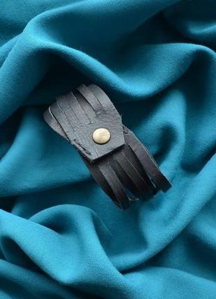 Черный кожаный плетеный браслет2 фото