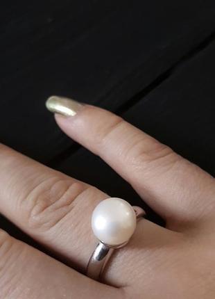 Комплект срібних прикрас з перлами сережки та перстень серьги с жемчугом и кольцо с жемчугом2 фото