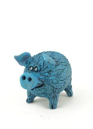 Фигурка свиньи свинка синяя декоративная pig figurine3 фото