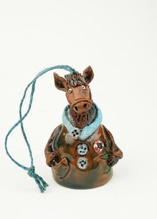 Оберег колокольчик конь bell horse orientblau1 фото