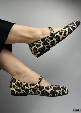Изысканные кожаные леопардовые балетки мери джейн с ремешком4 фото