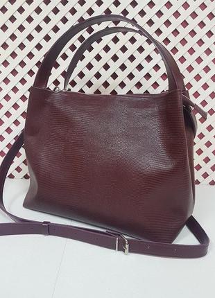 Сумка жіноча "жаклін-плюс" натуральна шкіра, бургунді рептилія