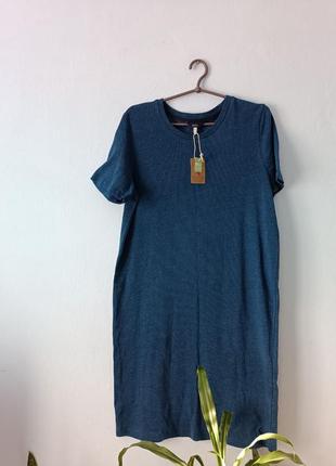 Плаття сукня міді джинс синя бавовна футболка сток нова2 фото