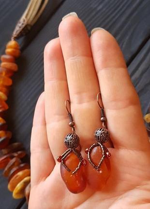 Комплект з натурального бурштину намисто браслет сережки бусы из натурального янтаря браслет янтарь6 фото