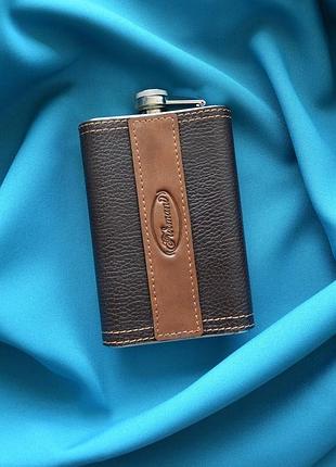 Кожаная фляга "герб украины"