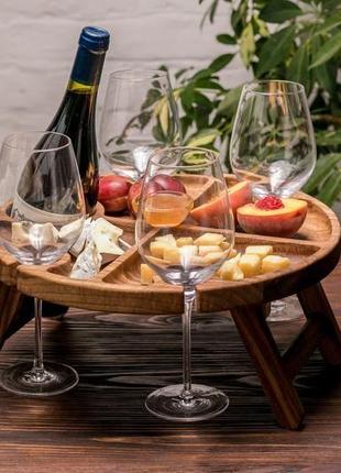 Дерев'яний винний столик для романтичної вечері 350х350х164 мм | ek-39