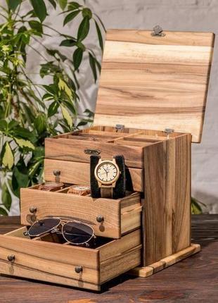 Скринька для прикрас з дерев'яною кришкою розмір m | eb-11.18 фото