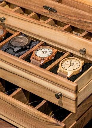 Скринька для прикрас на 8 секцій для годинника з дерев'яною кришкою розмір l | eb-11.36 фото