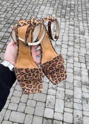 Жіночі босоніжки на підборах леопард