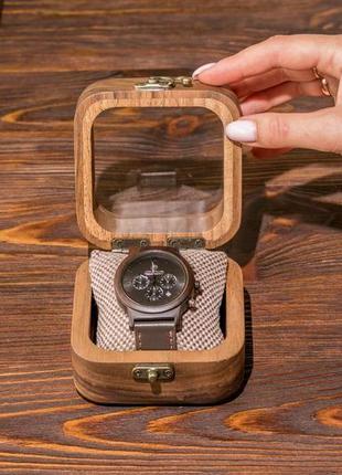 Цельная шкатулка для одних часов со стеклянной крышкой | eb-14.1.1