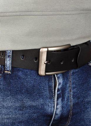 Ремень мужской кожаный sf-453 (135 см) широкий черный9 фото