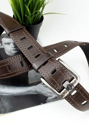 Ремень мужской кожаный ps-4555 (125 см) широкий коричневый2 фото