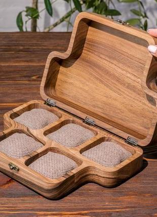 Цілісна скринька для п'яти годин з дерев'яною кришкою на подарунок | eb-14.5.24 фото