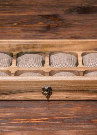 Чоловіча цільна скринька для восьми годинників з дерев'яною кришкою | eb-14.8.25 фото