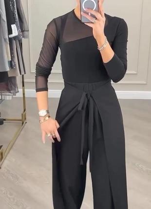 Стильні жіночі штани чорні класичні широкі модні на кожен день 605107g5 фото