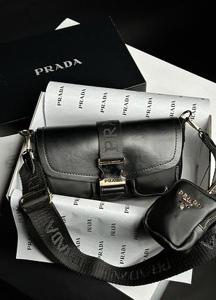 Сумка жіноча в стилі prada pocket nylon and brushed bag black