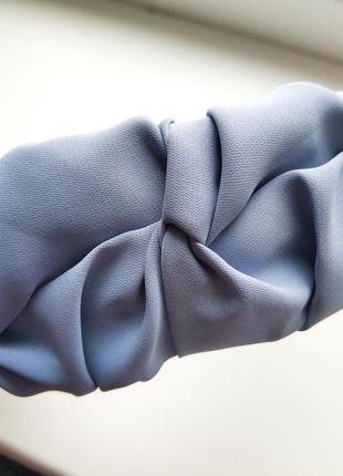 Обруч, ободок, чалма нежно голубого цвета, с драпировкой6 фото