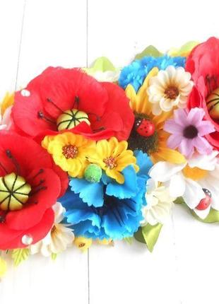 Украшение с маками для пасхальной корзины декор на пасху с украинскими цветами подарок женщине6 фото