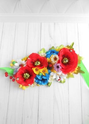 Украшение с маками для пасхальной корзины декор на пасху с украинскими цветами подарок женщине3 фото