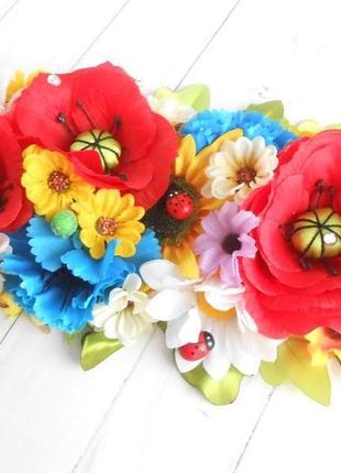 Украшение с маками для пасхальной корзины декор на пасху с украинскими цветами подарок женщине7 фото