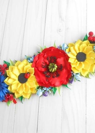 Квіткове прикраса для великоднього кошика подарунок на великдень декор в українському стилі з маком1 фото
