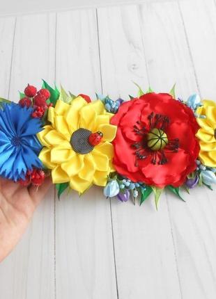 Цветочное украшение для пасхальной корзины подарок на пасху декор в украинском стиле с маком6 фото