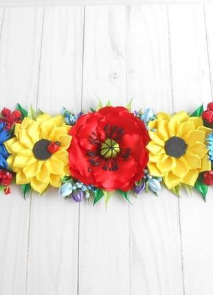 Квіткове прикраса для великоднього кошика подарунок на великдень декор в українському стилі з маком4 фото