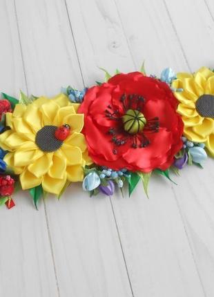 Квіткове прикраса для великоднього кошика подарунок на великдень декор в українському стилі з маком5 фото