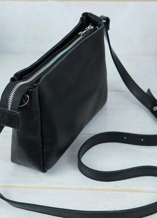 Шкіряна жіноча сумочка надія, шкіра італійський краст, колір чорний3 фото