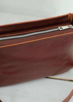 Шкіряна жіноча сумочка надія, шкіра італійський краст, колір вишня2 фото