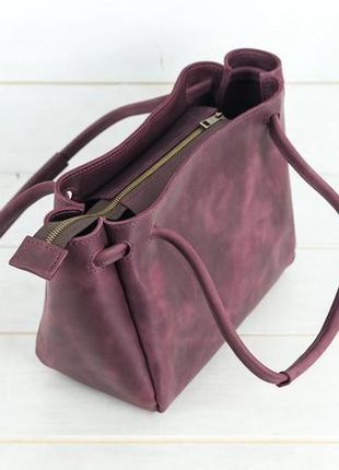 Шкіряна жіноча сумочка "азія", вінтажна шкіра колір бордо2 фото