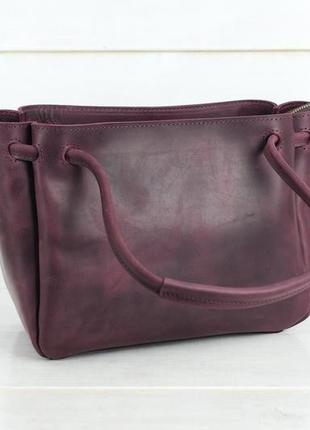 Шкіряна жіноча сумочка "азія", вінтажна шкіра колір бордо4 фото
