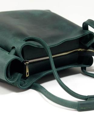 Кожаная женская сумка "азия",  винтажная кожа, цвет  зеленый4 фото