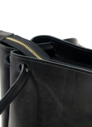 Шкіряна жіноча сумочка "азія", шкіра італійський краст, колір чорний3 фото