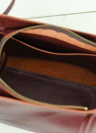 Шкіряна жіноча сумочка "азія",  італійський краст, колір  вишня5 фото