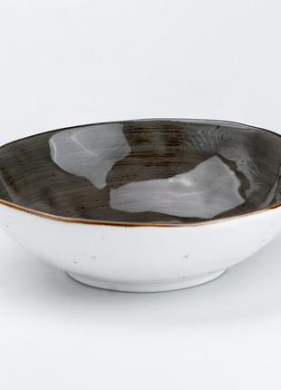 Тарілка глибока кругла керамічна миска для салату тарілка обідня1 фото