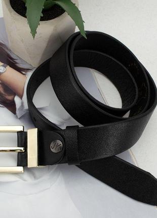 Ремень женский кожаный jk-3021 черный под джинсы (120 см)5 фото