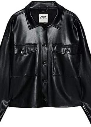Кожаная укороченная рубашка zara