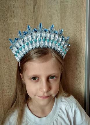 Корона снежной королевы на утренник новогодний ободок для девочки обруч для волос на фотосессию2 фото