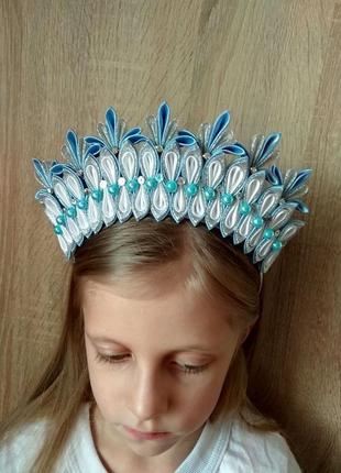 Корона снежной королевы на утренник новогодний ободок для девочки обруч для волос на фотосессию5 фото