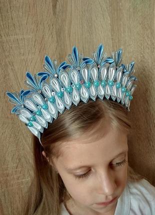 Корона снежной королевы на утренник новогодний ободок для девочки обруч для волос на фотосессию6 фото