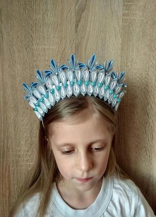 Корона снежной королевы на утренник новогодний ободок для девочки обруч для волос на фотосессию9 фото