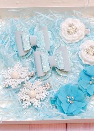 Новогодний набор украшений бело-голубой