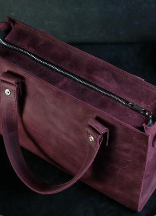Женский кожаный мессенджер "лиза", натуральная кожа, винтажная кожа бордо2 фото