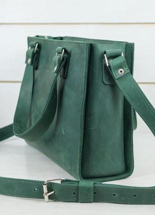 Женский кожаный мессенджер "лиза", натуральная кожа, винтажная кожа зеленый3 фото