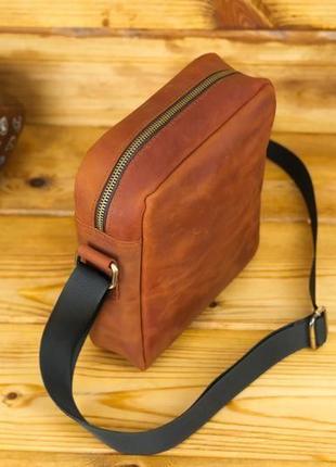 Мужская кожаная сумка "метью", винтажная кожа, цвет коньяк3 фото