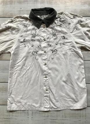 Рубашка блузка блуза с вышивкой вышивка хлопок винтаж актуальная 20222 фото